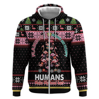 Flamingo Make Me Happy Christmas Tree Hoodie Human Make My Head Hurt - Wonder Print Shop