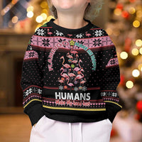 Flamingo Make Me Happy Christmas Tree Kid Ugly Christmas Sweater Human Make My Head Hurt - Wonder Print Shop