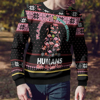 Flamingo Make Me Happy Christmas Tree Ugly Christmas Sweater Human Make My Head Hurt - Wonder Print Shop