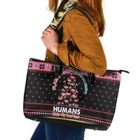 Flamingo Make Me Happy Christmas Tree Leather Tote Bag Human Make My Head Hurt - Wonder Print Shop
