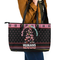 Flamingo Make Me Happy Christmas Tree Leather Tote Bag Human Make My Head Hurt - Wonder Print Shop