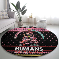 Flamingo Make Me Happy Christmas Tree Round Carpet Human Make My Head Hurt