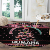 Flamingo Make Me Happy Christmas Tree Round Carpet Human Make My Head Hurt