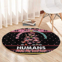 Flamingo Make Me Happy Christmas Tree Round Carpet Human Make My Head Hurt