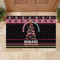 Flamingo Make Me Happy Christmas Tree Rubber Doormat Human Make My Head Hurt - Wonder Print Shop