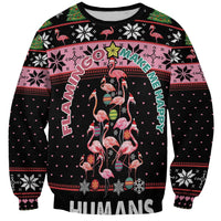 Flamingo Make Me Happy Christmas Tree Sweatshirt Human Make My Head Hurt - Wonder Print Shop