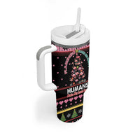 Flamingo Make Me Happy Christmas Tree Tumbler With Handle Human Make My Head Hurt - Wonder Print Shop