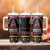 Flamingo Make Me Happy Christmas Tree Tumbler With Handle Human Make My Head Hurt - Wonder Print Shop