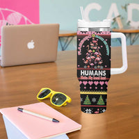 Flamingo Make Me Happy Christmas Tree Tumbler With Handle Human Make My Head Hurt - Wonder Print Shop