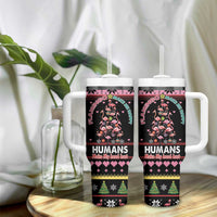 Flamingo Make Me Happy Christmas Tree Tumbler With Handle Human Make My Head Hurt - Wonder Print Shop