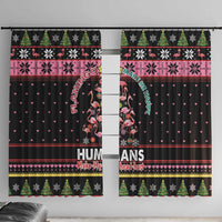 Flamingo Make Me Happy Christmas Tree Window Curtain Human Make My Head Hurt - Wonder Print Shop