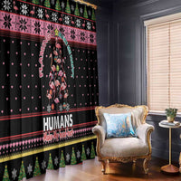 Flamingo Make Me Happy Christmas Tree Window Curtain Human Make My Head Hurt - Wonder Print Shop