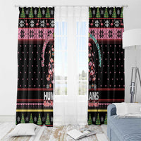 Flamingo Make Me Happy Christmas Tree Window Curtain Human Make My Head Hurt - Wonder Print Shop