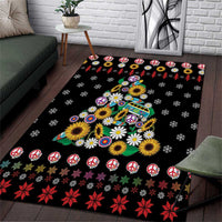 Hippie Xmas Area Rug Hippie Flower Christmas Tree - Wonder Print Shop