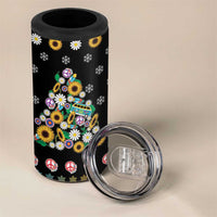 Hippie Xmas 4 in 1 Can Cooler Tumbler Hippie Flower Christmas Tree - Wonder Print Shop