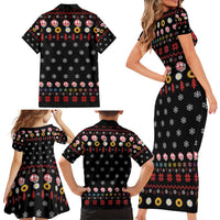 Hippie Xmas Family Matching Short Sleeve Bodycon Dress and Hawaiian Shirt Hippie Flower Christmas Tree - Wonder Print Shop