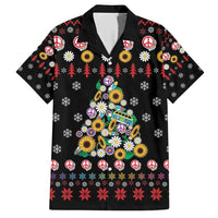 Hippie Xmas Family Matching Short Sleeve Bodycon Dress and Hawaiian Shirt Hippie Flower Christmas Tree - Wonder Print Shop