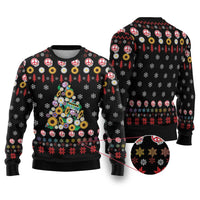 Hippie Xmas Ugly Christmas Sweater Hippie Flower Christmas Tree - Wonder Print Shop
