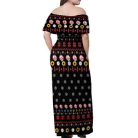 Hippie Xmas Off Shoulder Maxi Dress Hippie Flower Christmas Tree - Wonder Print Shop