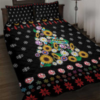 Hippie Xmas Quilt Bed Set Hippie Flower Christmas Tree - Wonder Print Shop