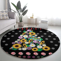 Hippie Xmas Round Carpet Hippie Flower Christmas Tree