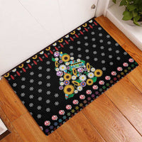 Hippie Xmas Rubber Doormat Hippie Flower Christmas Tree - Wonder Print Shop