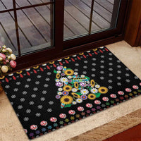 Hippie Xmas Rubber Doormat Hippie Flower Christmas Tree - Wonder Print Shop