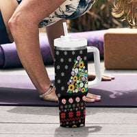 Hippie Xmas Tumbler With Handle Hippie Flower Christmas Tree - Wonder Print Shop