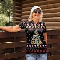 Hippie Xmas Women Polo Shirt Hippie Flower Christmas Tree - Wonder Print Shop