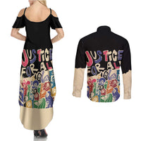 African Stand Firm Justice Now Couples Matching Summer Maxi Dress and Long Sleeve Button Shirt