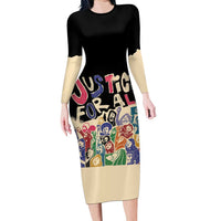 African Stand Firm Justice Now Long Sleeve Bodycon Dress