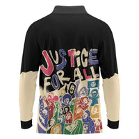 African Stand Firm Justice Now Long Sleeve Polo Shirt