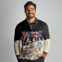 African Stand Firm Justice Now Long Sleeve Polo Shirt