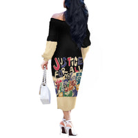 African Stand Firm Justice Now Off The Shoulder Long Sleeve Dress