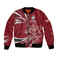 Latvia Bomber Jacket Latvian Lion Traditional Pattern