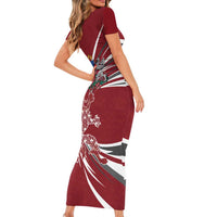 Latvia Family Matching Short Sleeve Bodycon Dress and Hawaiian Shirt Latvian Lion Traditional Pattern