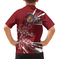 Latvia Kid Hawaiian Shirt Latvian Lion Traditional Pattern