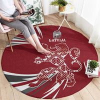 Latvia Round Carpet Latvian Lion Traditional Pattern