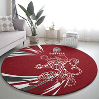 Latvia Round Carpet Latvian Lion Traditional Pattern
