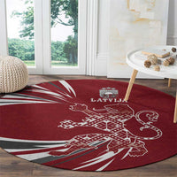 Latvia Round Carpet Latvian Lion Traditional Pattern