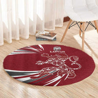Latvia Round Carpet Latvian Lion Traditional Pattern