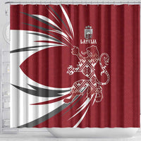 Latvia Shower Curtain Latvian Lion Traditional Pattern