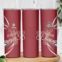 Latvia Skinny Tumbler Latvian Lion Traditional Pattern