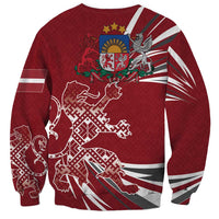 Latvia Sweatshirt Latvian Lion Traditional Pattern