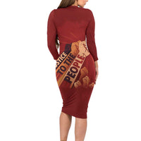 Justice To The People Long Sleeve Bodycon Dress African Raised Fist