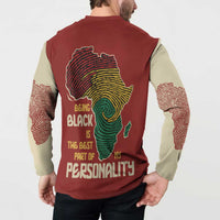 Being Black Is The Best Part Of My Personality Button Sweatshirt African Map Fingerprint