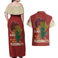 Being Black Is The Best Part Of My Personality Couples Matching Off Shoulder Maxi Dress and Hawaiian Shirt African Map Fingerprint