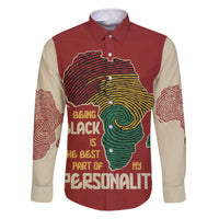 Being Black Is The Best Part Of My Personality Family Matching Off The Shoulder Long Sleeve Dress and Hawaiian Shirt African Map Fingerprint