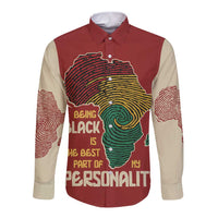 Being Black Is The Best Part Of My Personality Long Sleeve Button Shirt African Map Fingerprint