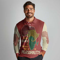 Being Black Is The Best Part Of My Personality Long Sleeve Polo Shirt African Map Fingerprint